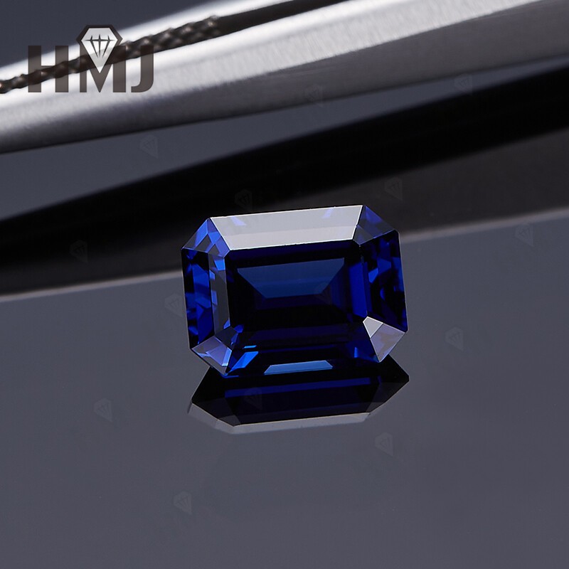 Emerald Shape Lab Created Royal Blue Sapphire Stones AGL Jewelry Loose Gemstones