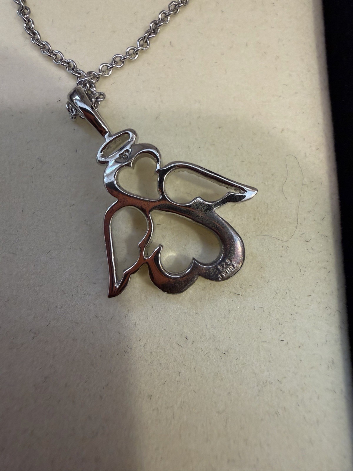 Lot 2 Jane Seymour Open Heart Sterling Silver 925 Diamond Angel Pendant Necklace