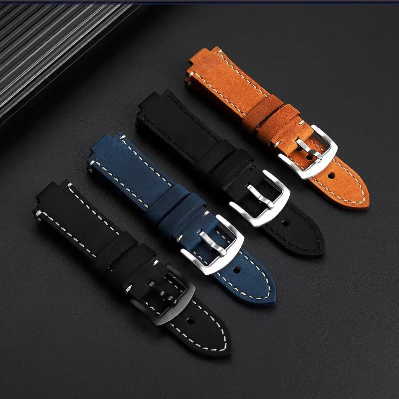 Cowhide Watch Strap For ORIS AQUIS 733 7730 7740 Diving Watch 24x12mm 24x11mm