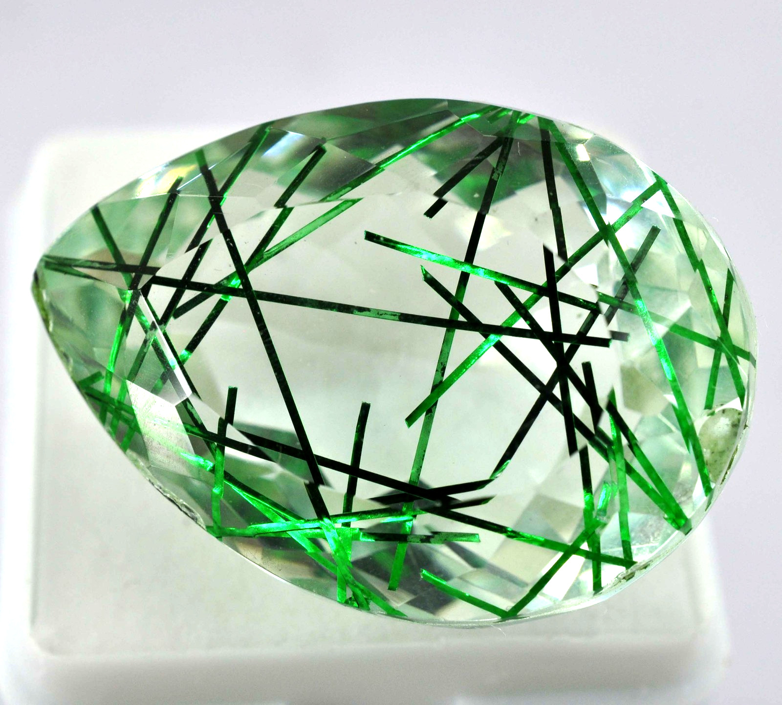 AAA Certified 48.85 Ct Natural Green Rutilated Quartz Pear Loose Gemstone