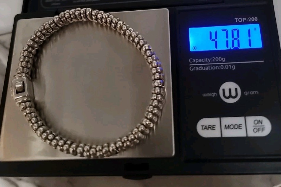 Designer LAGOS Sterling Silver 18K 8.7mm Signature Caviar Rope Bracelet