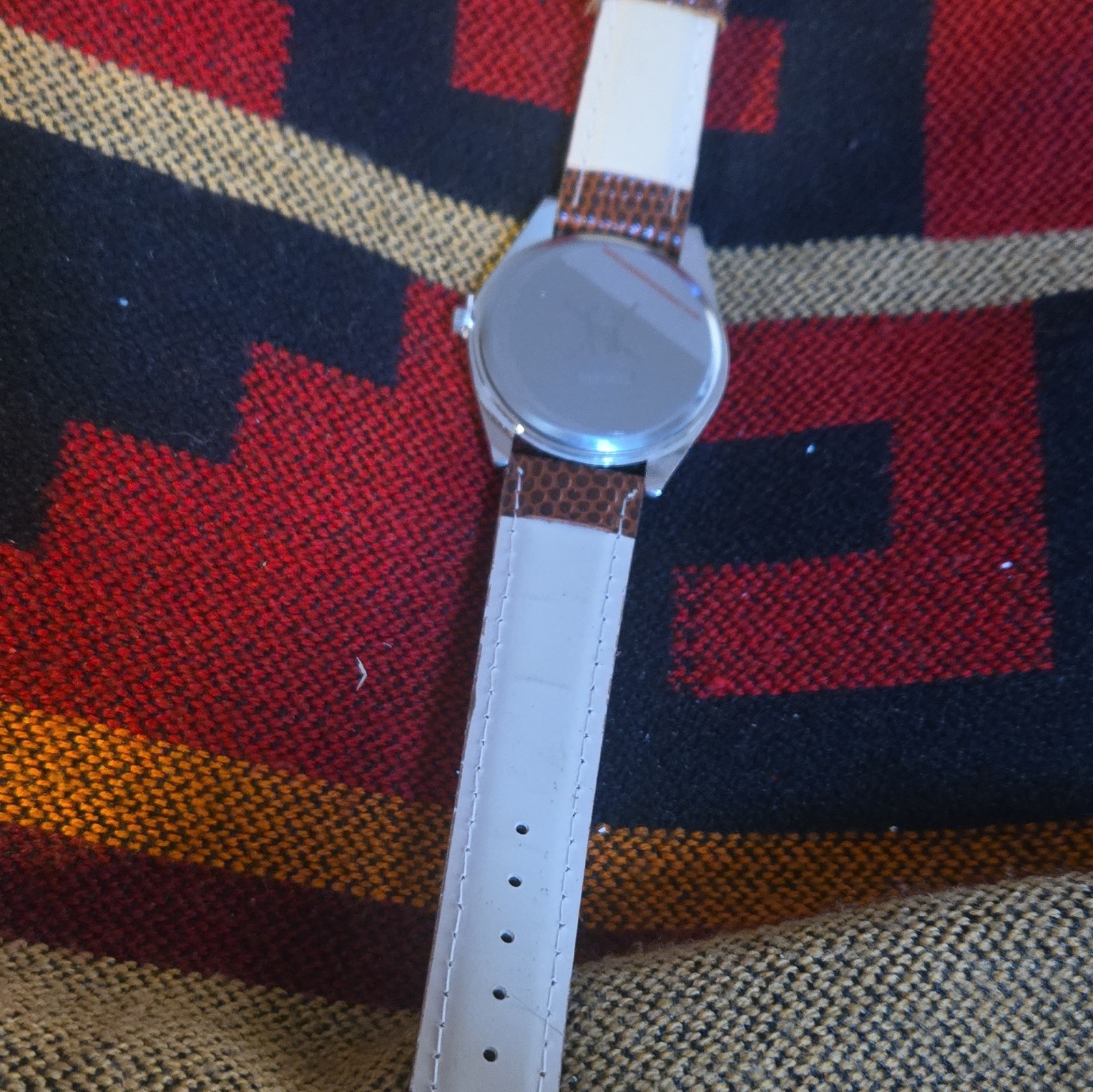Eiger Quartz Analog Wristwatch White Dial Arabic 12-Hr Silver SS Brown Leather