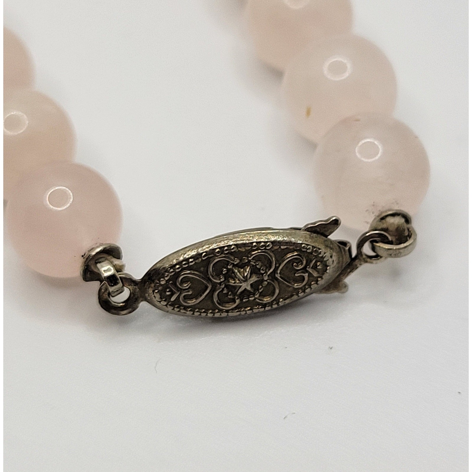 Vintage Rose Quartz Shell Necklace SemiPrecious Gemstone BOHO 1960s MidCentury