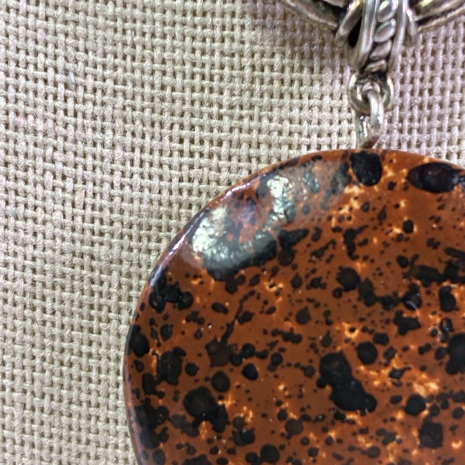 Vintage Napier Mahogany Obsidian Pendant Black Onyx Beaded Necklace 16″ Fashion