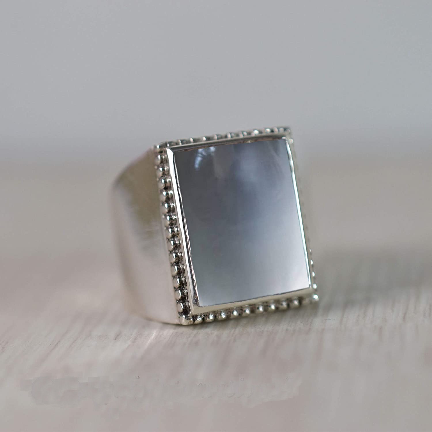 Solid 925 Sterling Silver Natural Gray Moonstone Gemstone Gift Men’s Unisex Ring