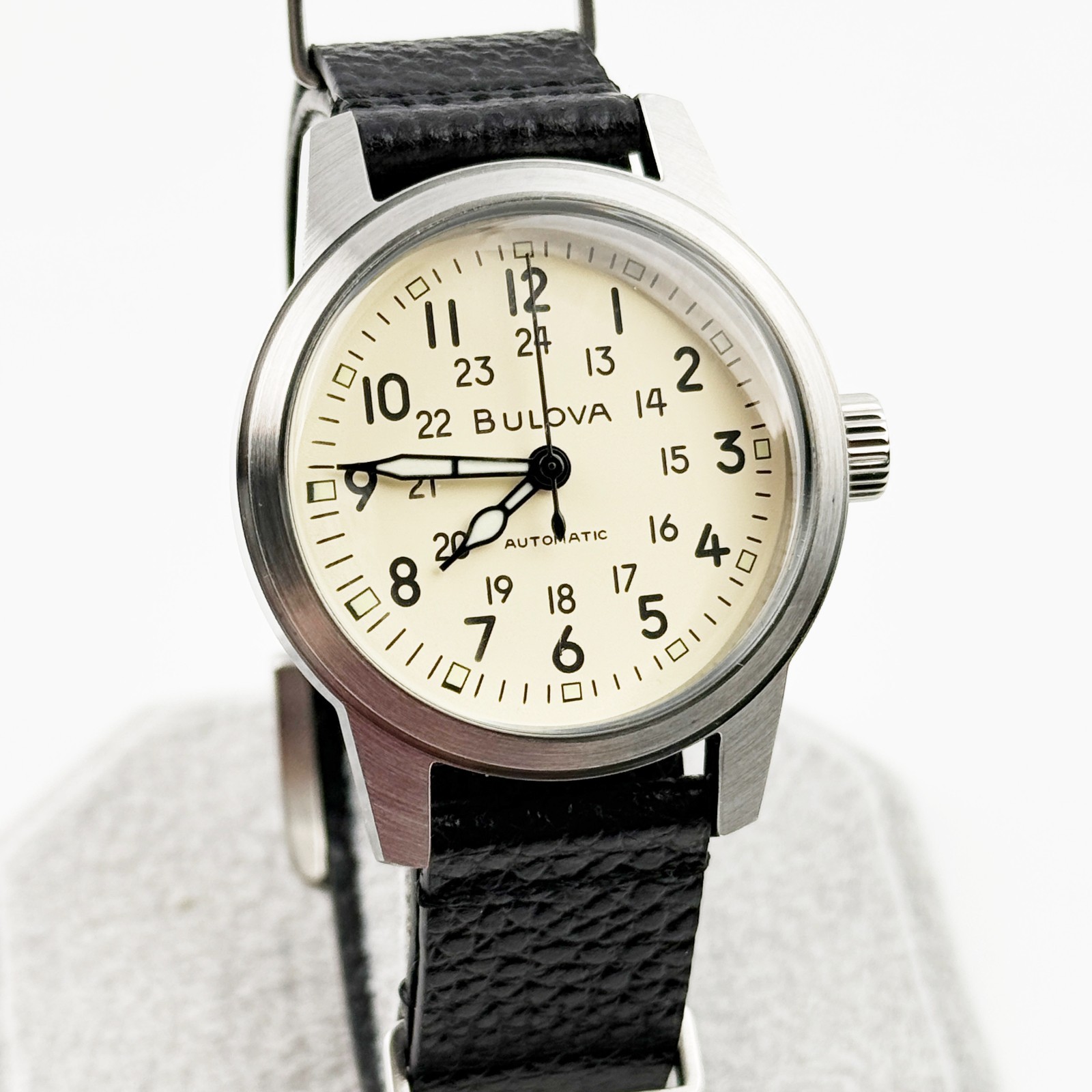 Bulova Hack Men’s Automatic Watch Military Sports Leather Strap 38 mm 96A246