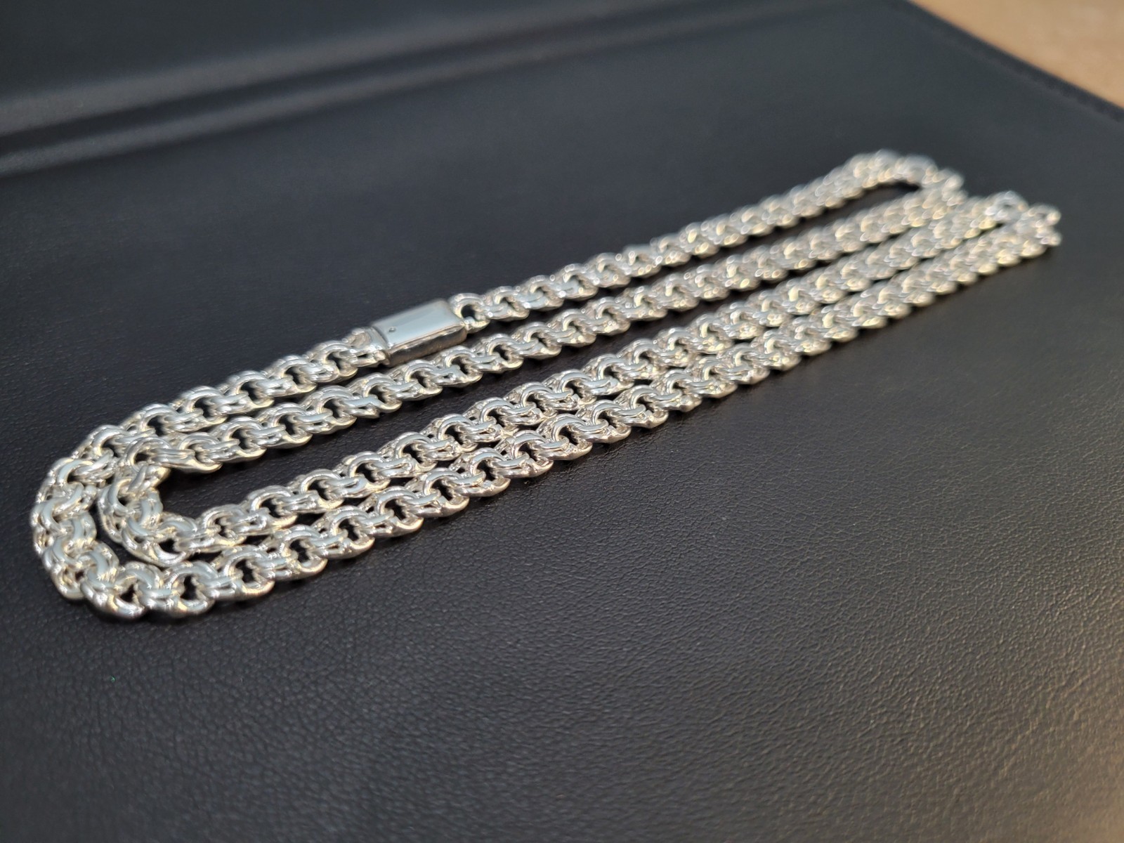 925 sterling silver Chino Link 22″ 5mm Chain Simple Lock 29.6g Solid Cadena