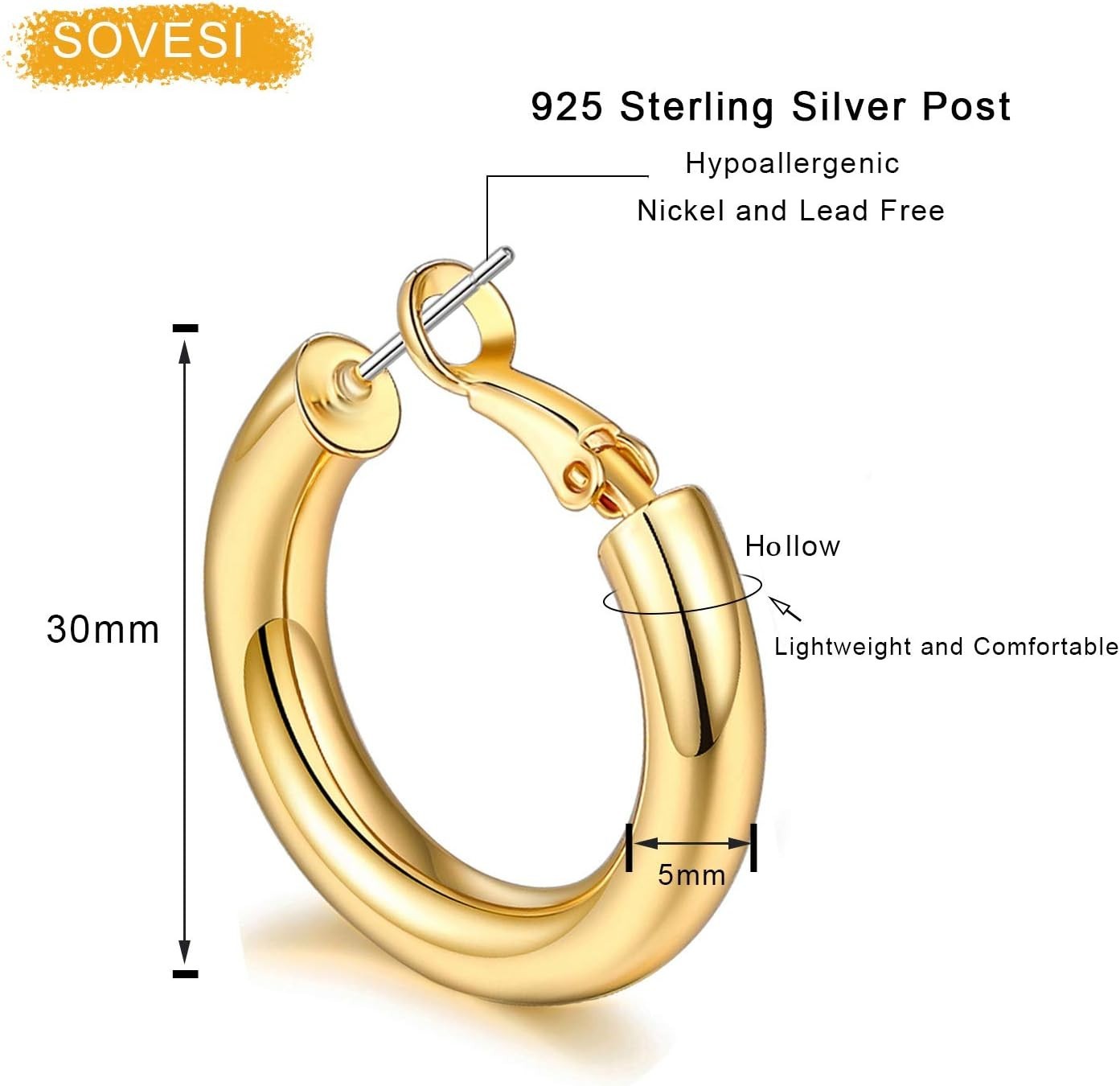 Womens 30mm Chunky Gold Hoop Earrings – Perfect for Every Occasion, Gift Boxed