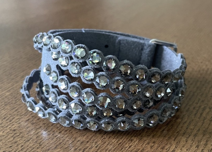 Swarovski Crystal Slake Bracelet 5512509 Grey / Choker Necklace Alcantara Fabric