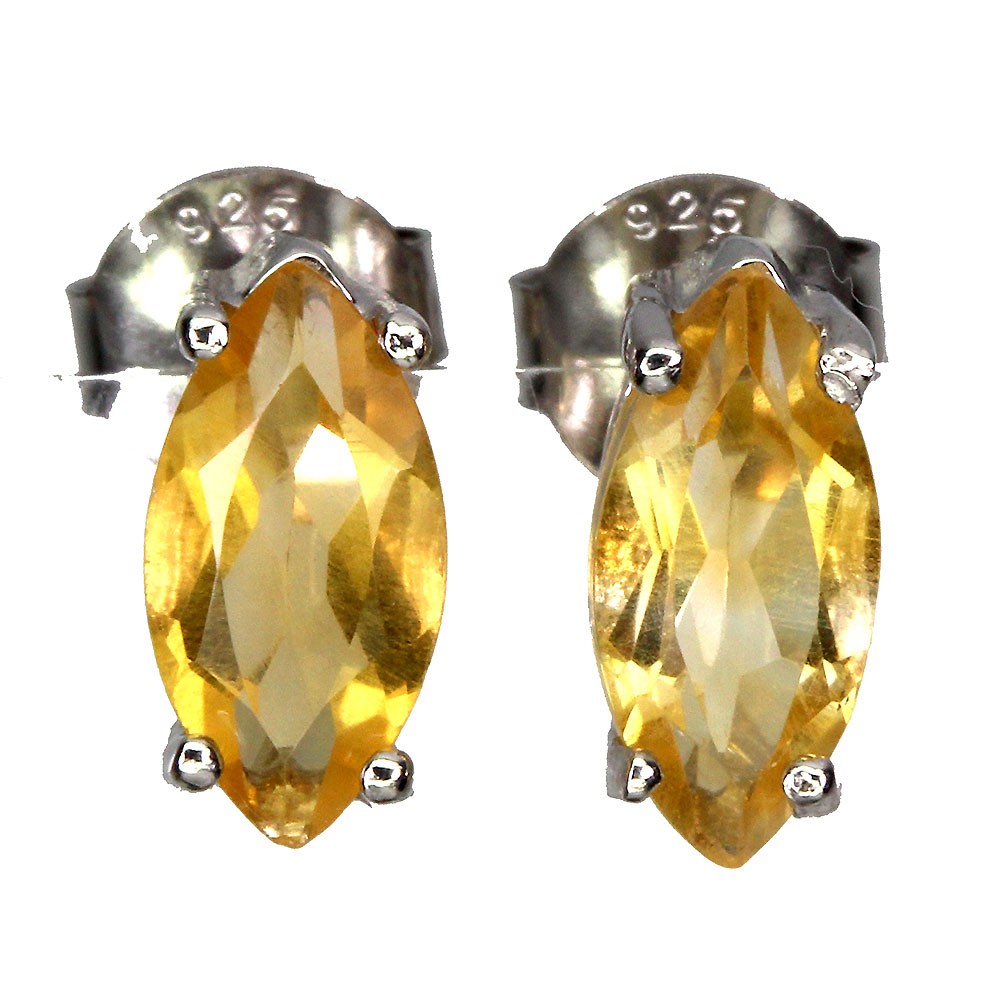 Summer 925 Silver Earrings Marquise Citrine 10x5mm Natural Gemstone Jewelry 🌸