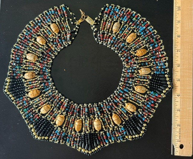 Vintage Collar Necklace with Faience Scarabs purchased in Egypt