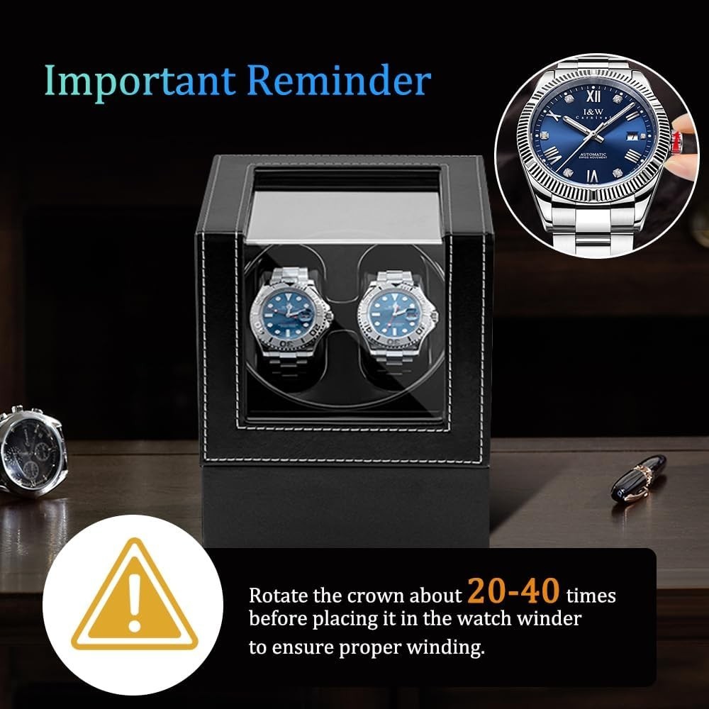 Elegant Double Watch Winder with Soft Lining & USB Power – For Automatic Watches