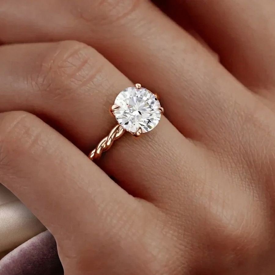 2.00 Ct Round-Cut VS1 Lab Grown Diamond Wedding Engagement Ring 14k Yellow Gold