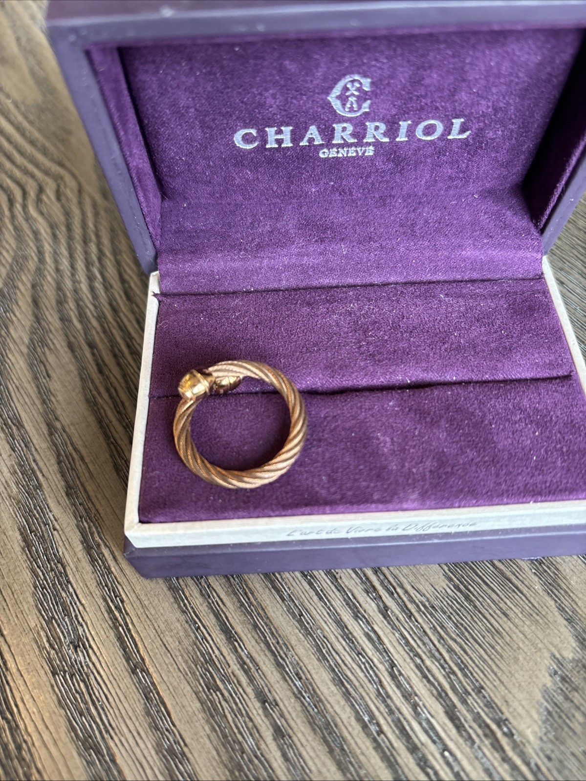 Philippe Charriol Celtic rose gold/bronze Cable ring size 9 adjustable Unisex