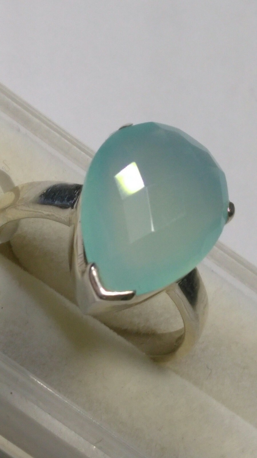 DREAMY SEA BLUE CHALCEDONY IN STERLING SILVER 925 RINGS SIZE 9.0-9.25,10.0-10.25