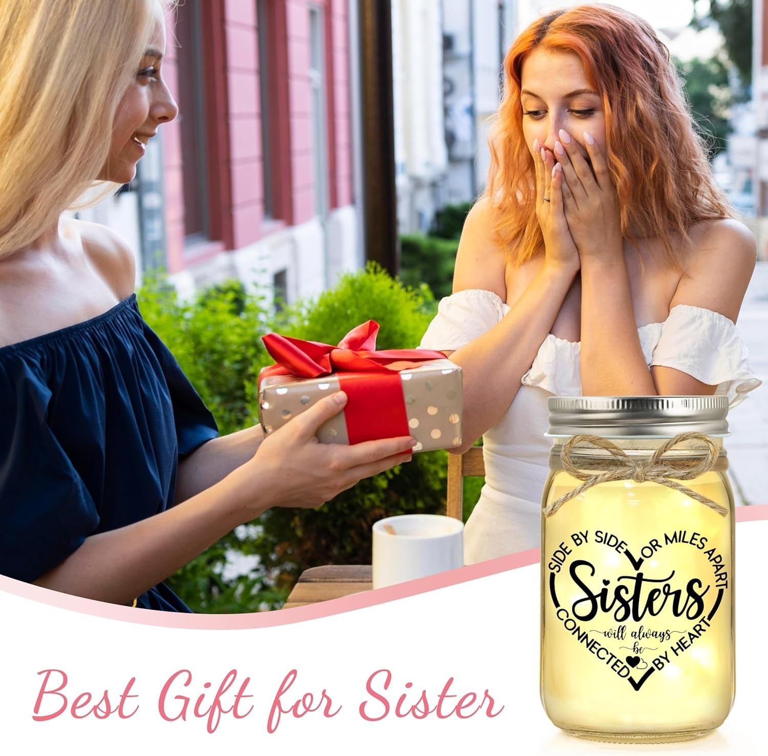 Heartwarming Sister Mason Jar Gift with Light – Perfect for Every Occasion