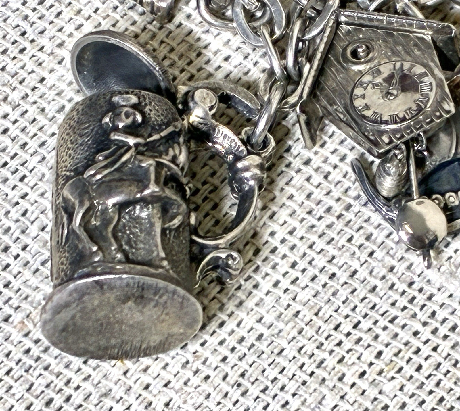 Vtg 800 Silver Charm Bracelet 900 Charms Travel Italy Europe Gondola Eiffel 50g