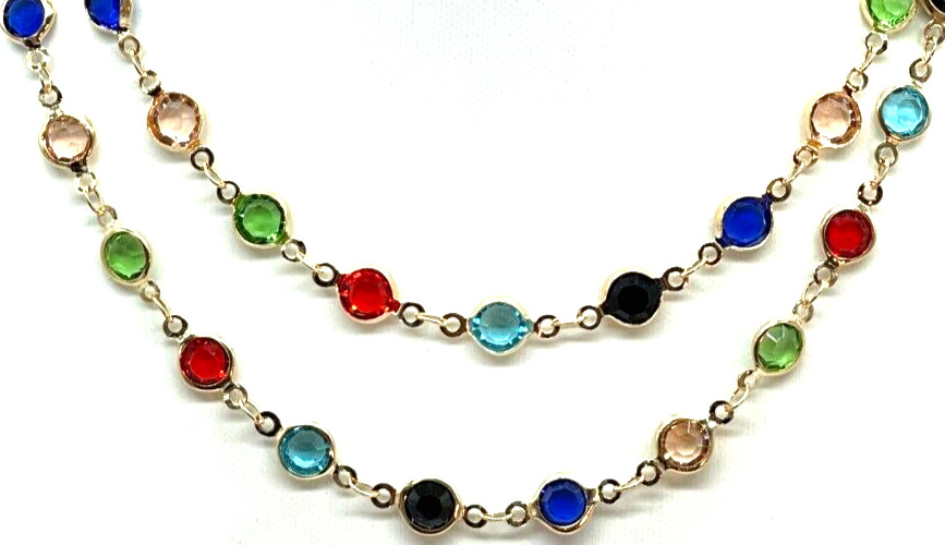 Necklaces 2. A 28″ Multi-Color Crystal, +32″ Rose Gold Chain 4 Different Looks