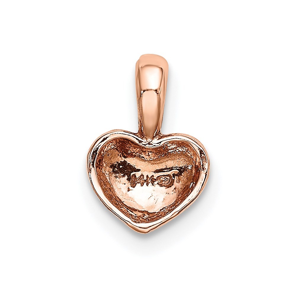 14k Rose Gold Polished Domed Heart Charm Pendant 0.59gm L-14.7mm, W-7.25mm