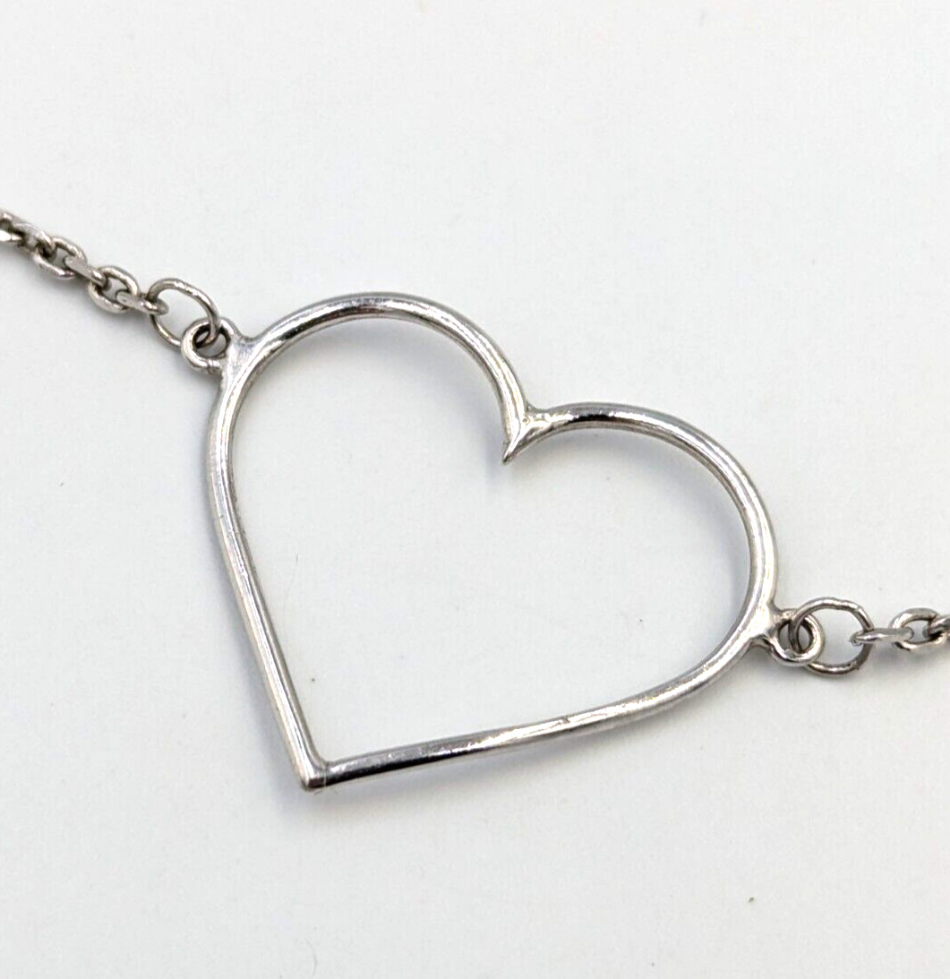 Fuzion Creations Sterling Silver Heart Stations Necklace 925 Marked 16.5″ Long