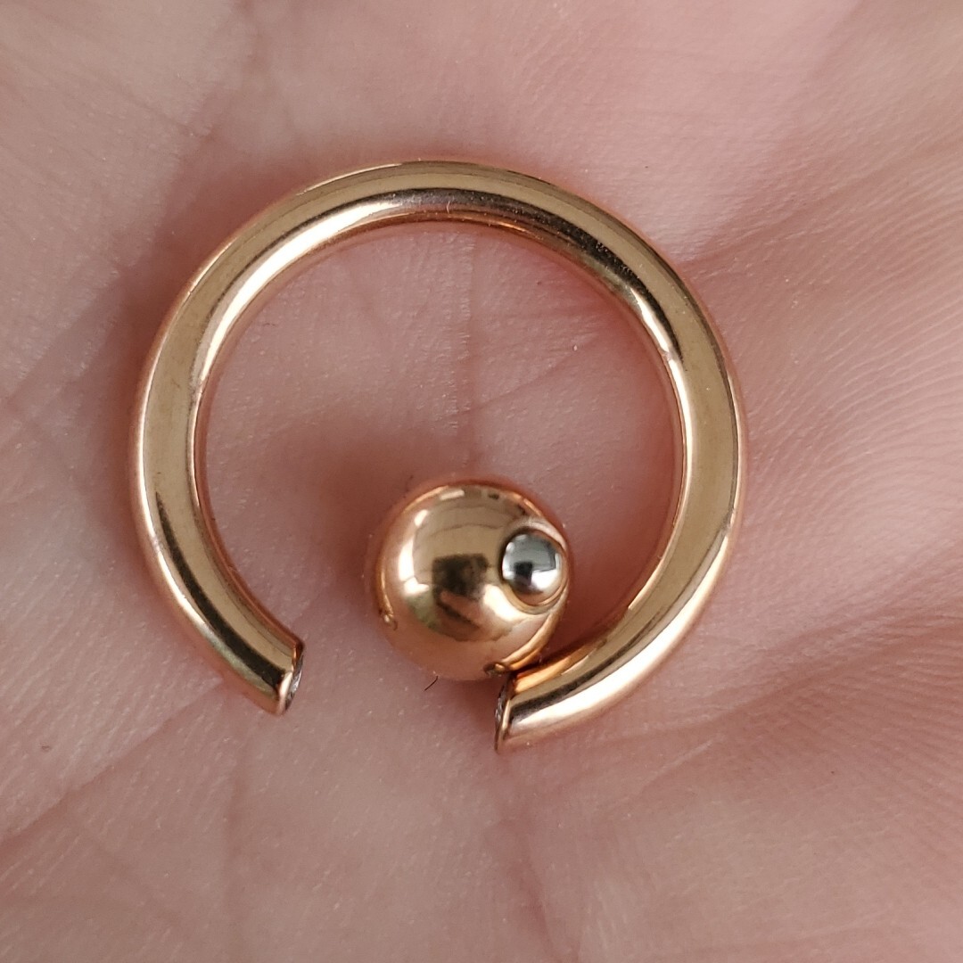 Titanium PVD Easy Spring Ball Captive Bead Ring CBR Rose Gold Ring No Tools Req