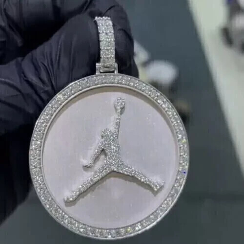 Lab Created Diamond 2Ct Round Basketball Charm Pendant 14K White Gold Plated