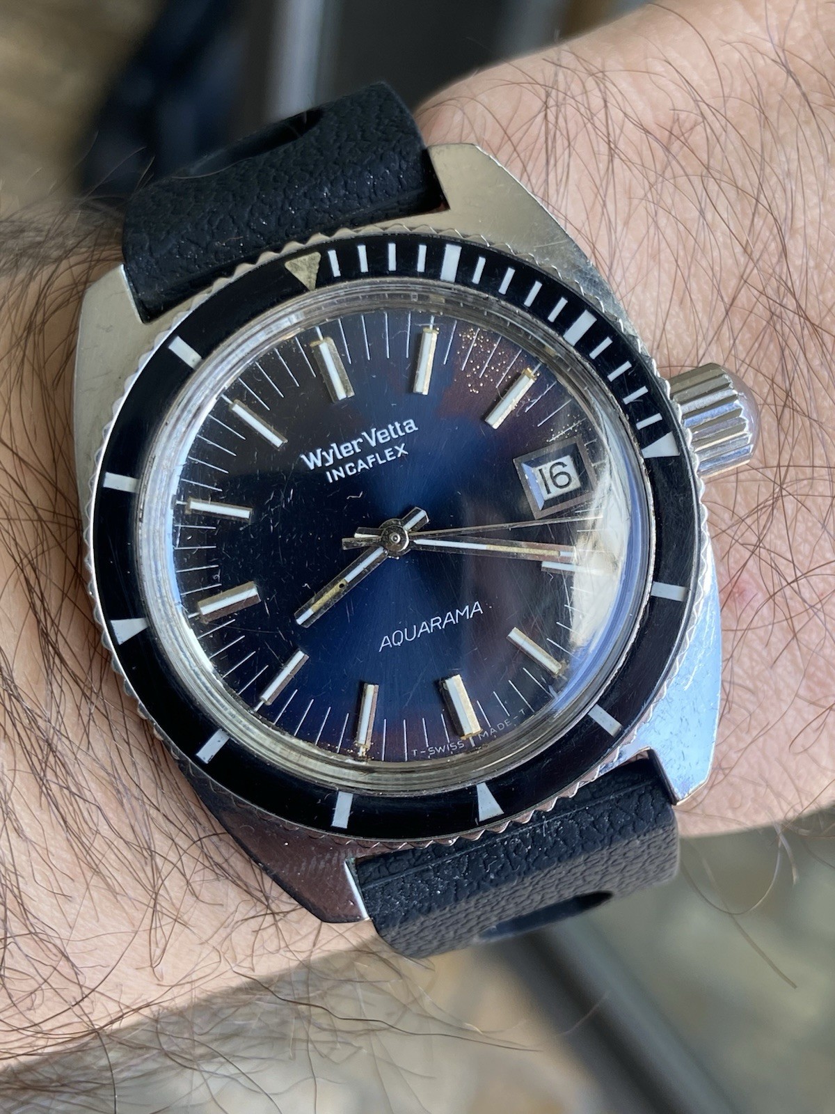 Vintage Rare Wyler Vetta Aquarama Automatic Diver Sub Watch