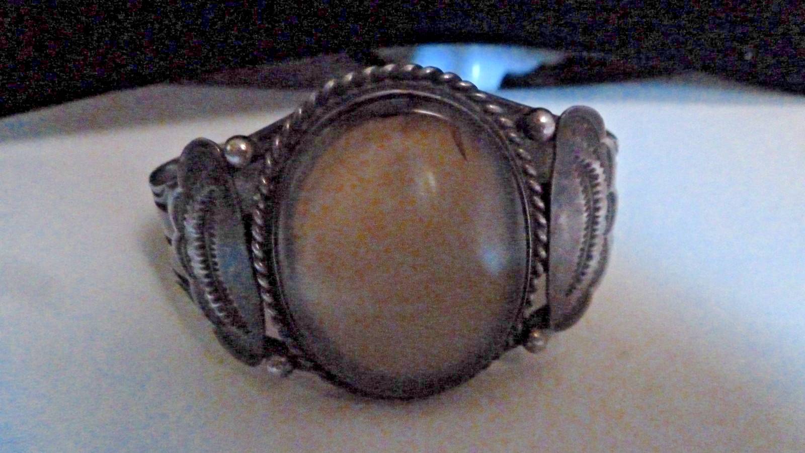 Sterling Navajo Fred Harvey Era Cuff Bracelet Agate Thunderbirds Bracelet