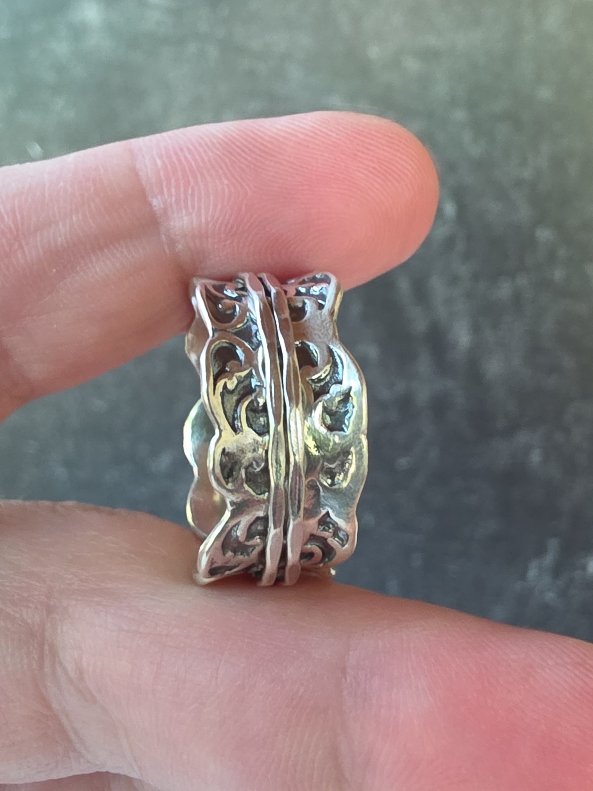 PZ Paz Creations Israel 925 Sterling Silver Spinner Ring, Size US 9.75 Vintage