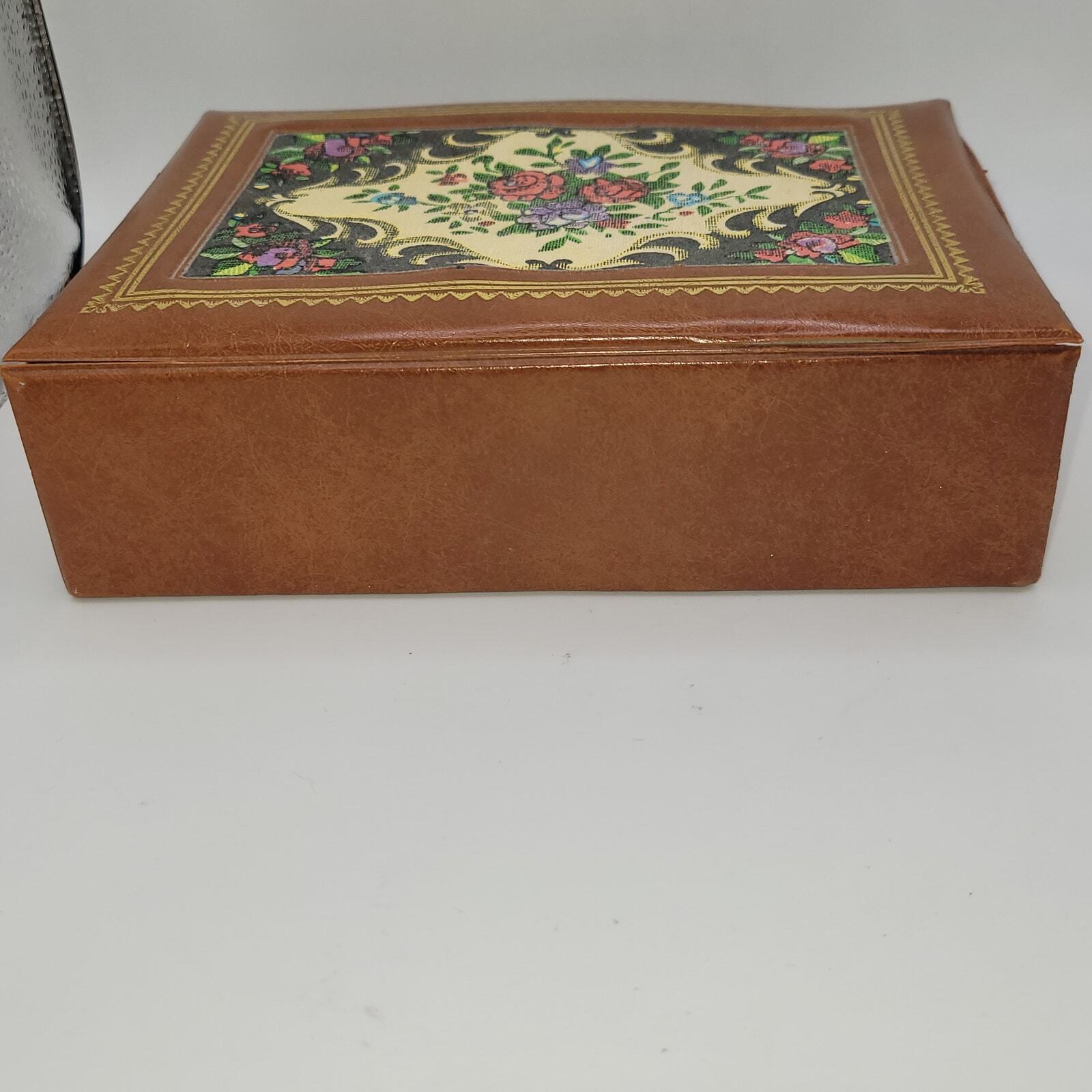 Faux leather Jewelry box ~ framed fabric insert ~ felted interior ~ mirror