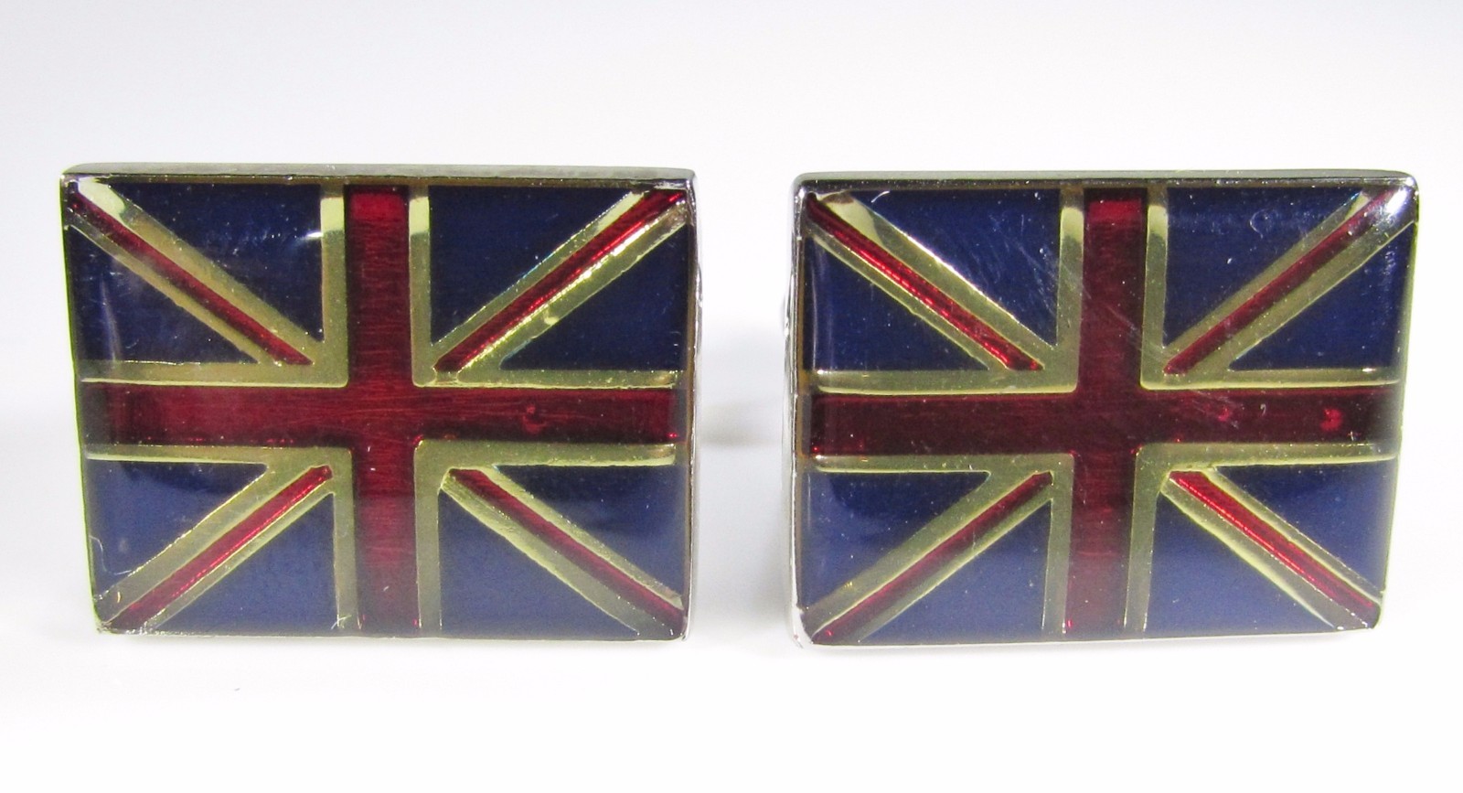 Silver Tone Cufflinks with United Kingdom Flag