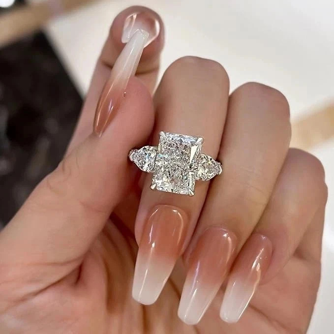 4.90Ct Radiant-Cut Lab Grown Diamond Solitaire Wedding Ring Set 14k White Gold
