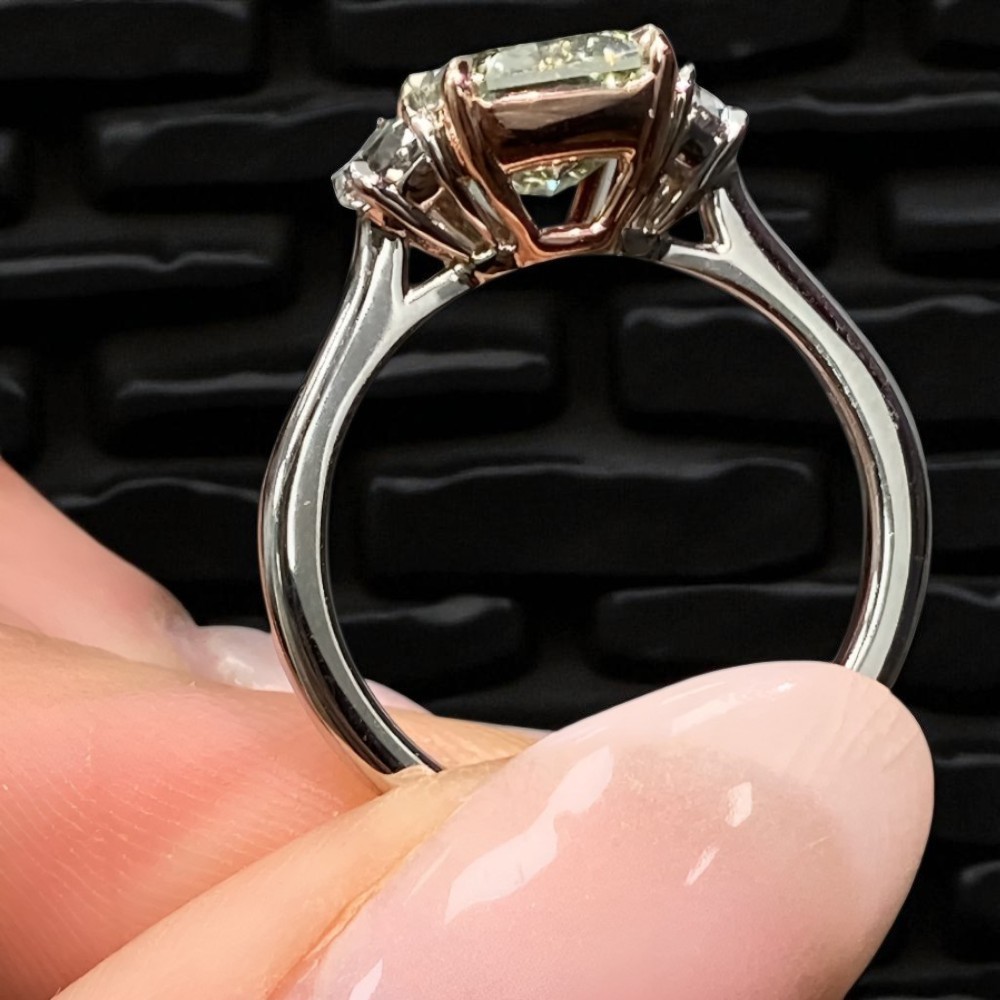 Lab Grown Ring Gold Diamond 3.1 Carat 14k Fancy Intense Emerald Green Multi IGI