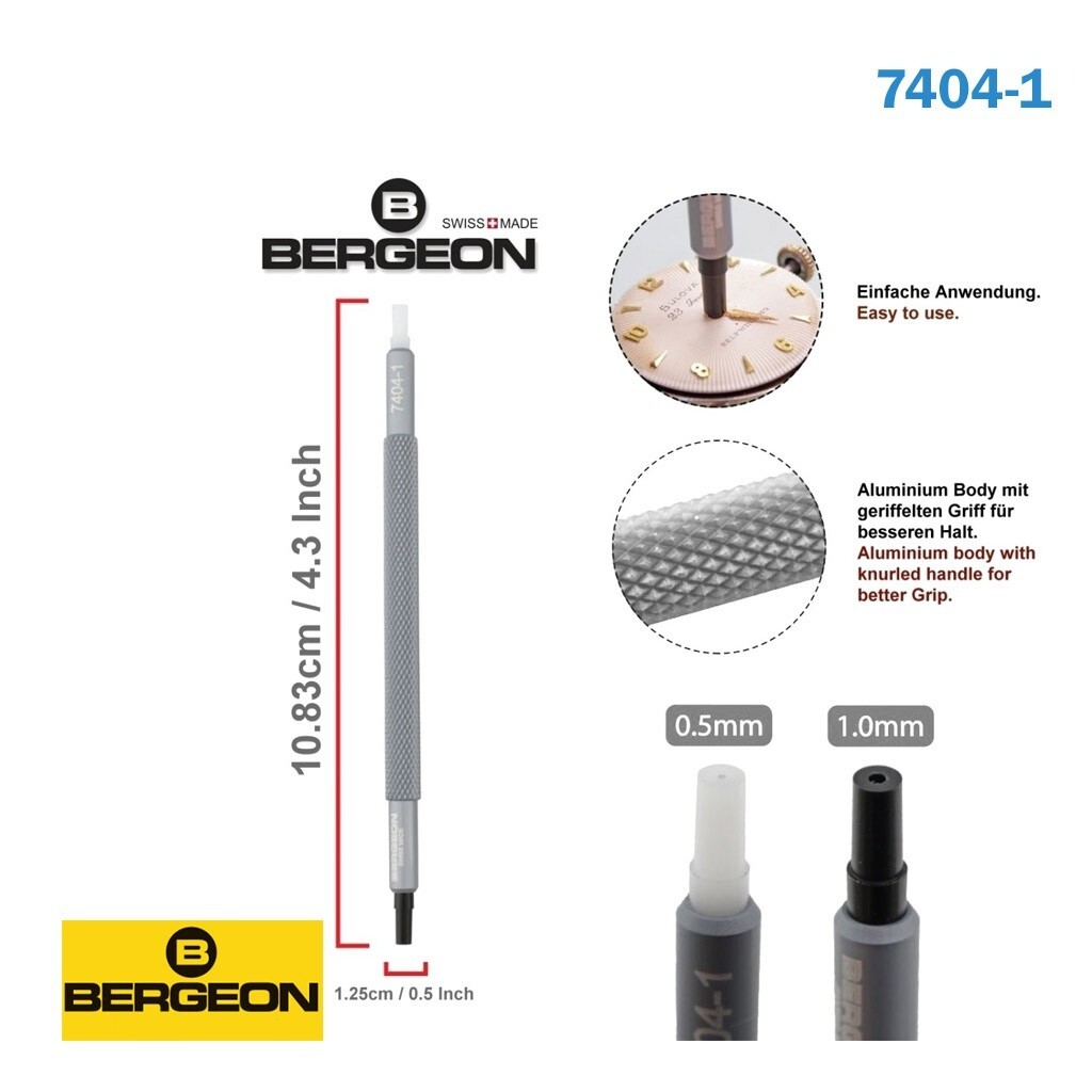 Bergeon 7404-1 Watch Hand Setting Tool – Swiss Made- 0.50 &mm 1.00mm Holes.