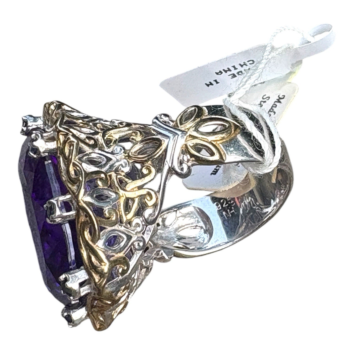 Michael Valitutti Gems en Vogue Amethyst Ring Sterling Silver Palladium Sz 8 NH
