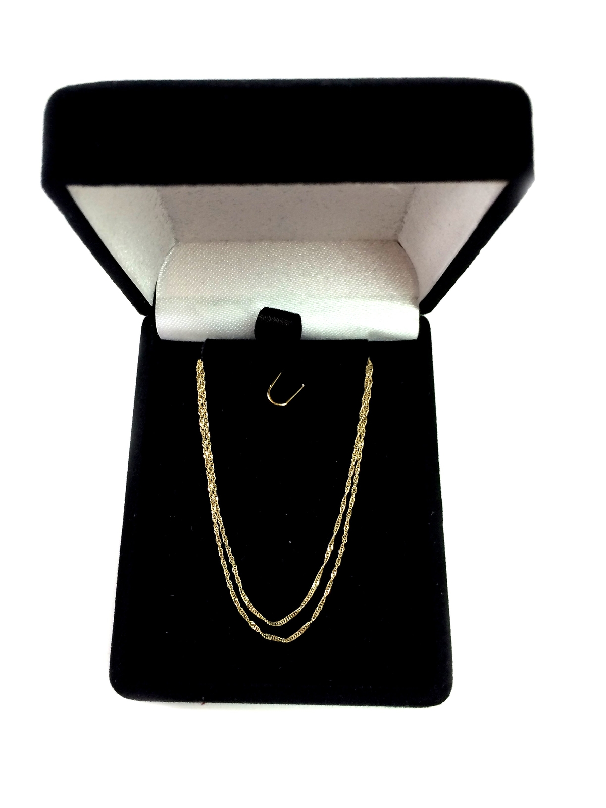 10k Yellow Real Gold Singapore Chain Necklace, 0.8mm, 16″
