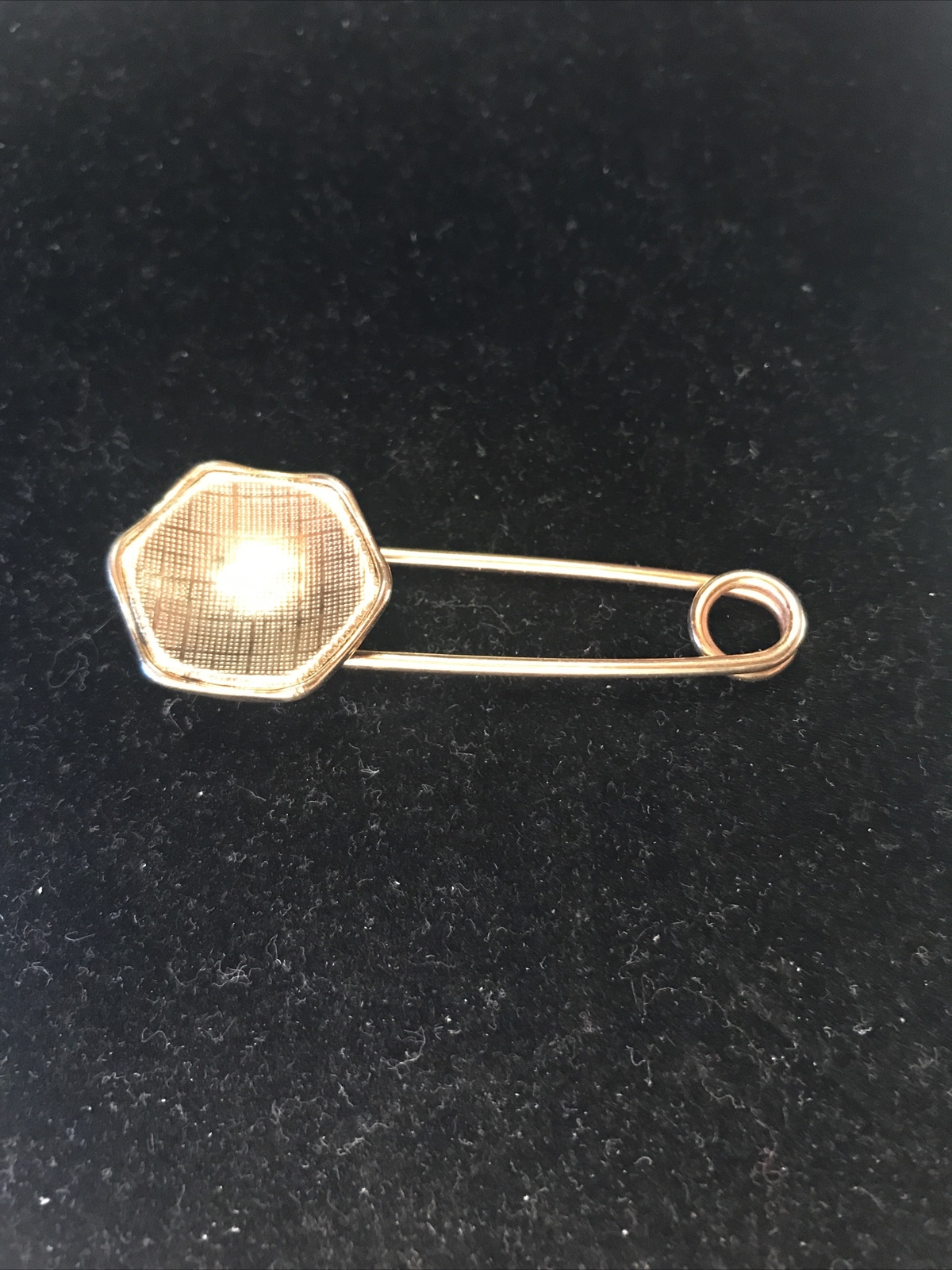 Vintage Charm Brooch Safety Pin gold tone 2”