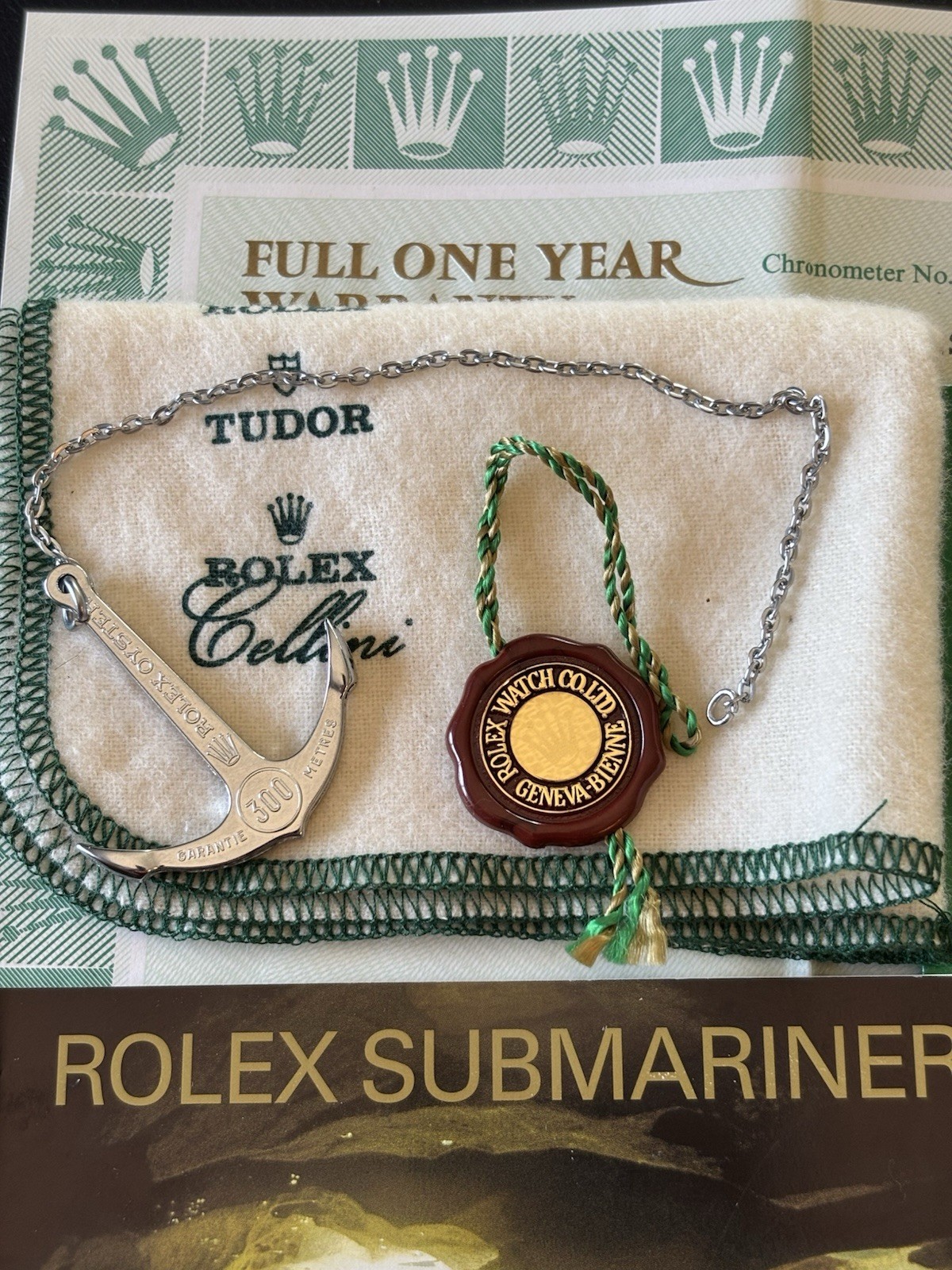 Rolex Submariner Manual, Warranty Papers, Rolex Paperwork , Hang Tags & Anchor