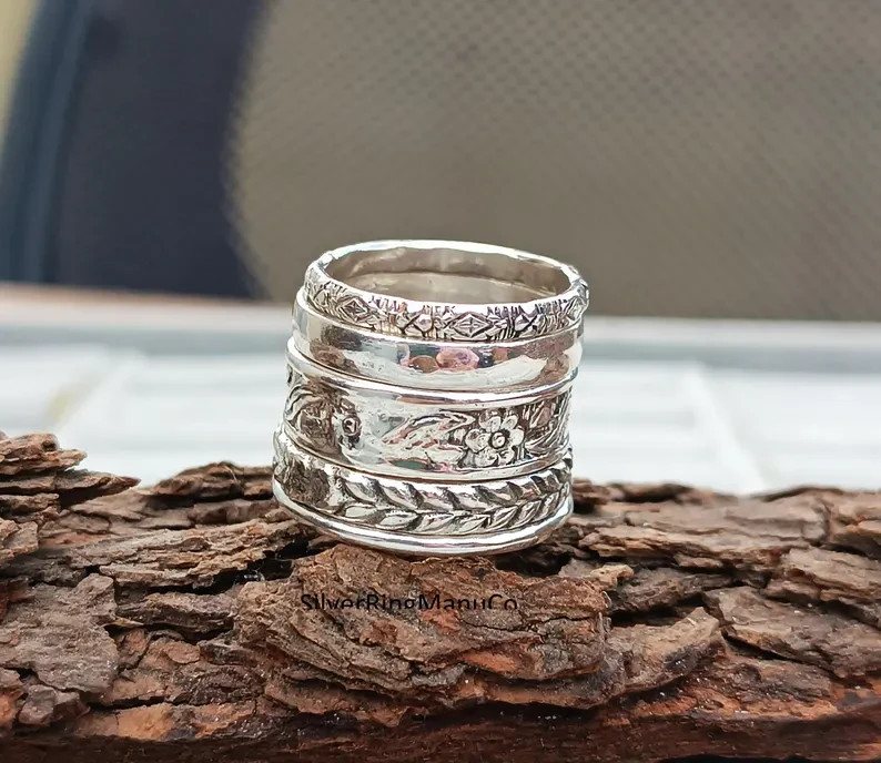 Silver stacking rings, 925 Sterling silver ring, Set Of 5 Rings silver All size