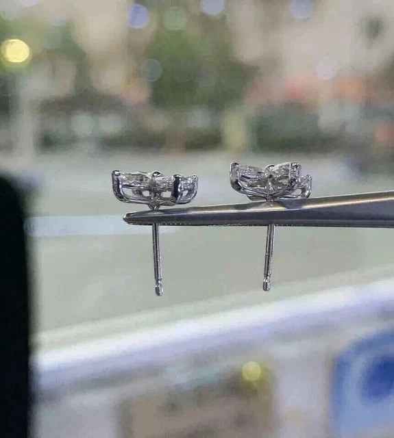 2Ct Marquise Cut Lab-Created Diamond Women’s Stud Earrings 14K White Gold Plated