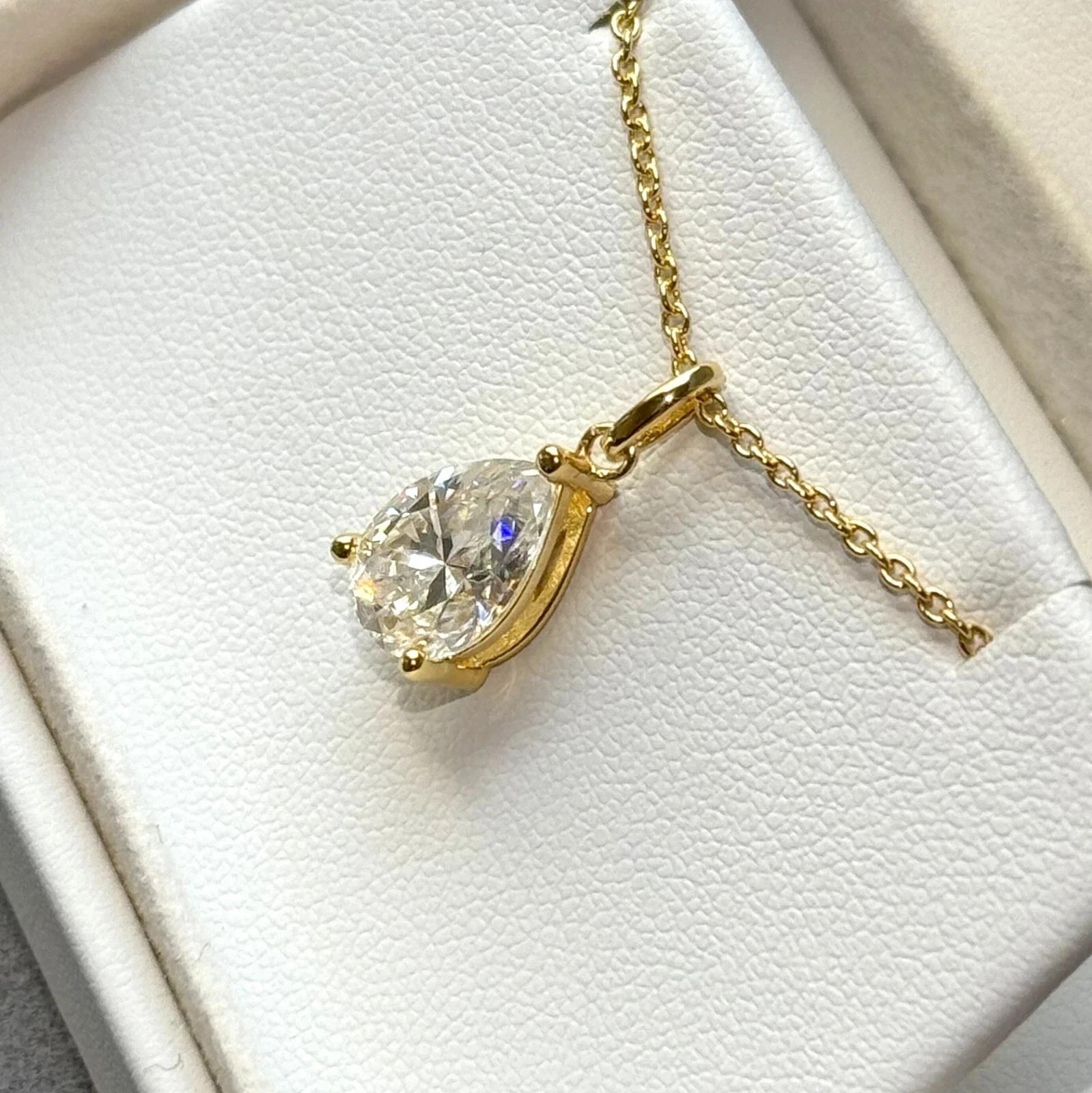 2Ct Pear Cut Lab-Created Diamond Solitaire Pendant 14K Yellow Gold Finish