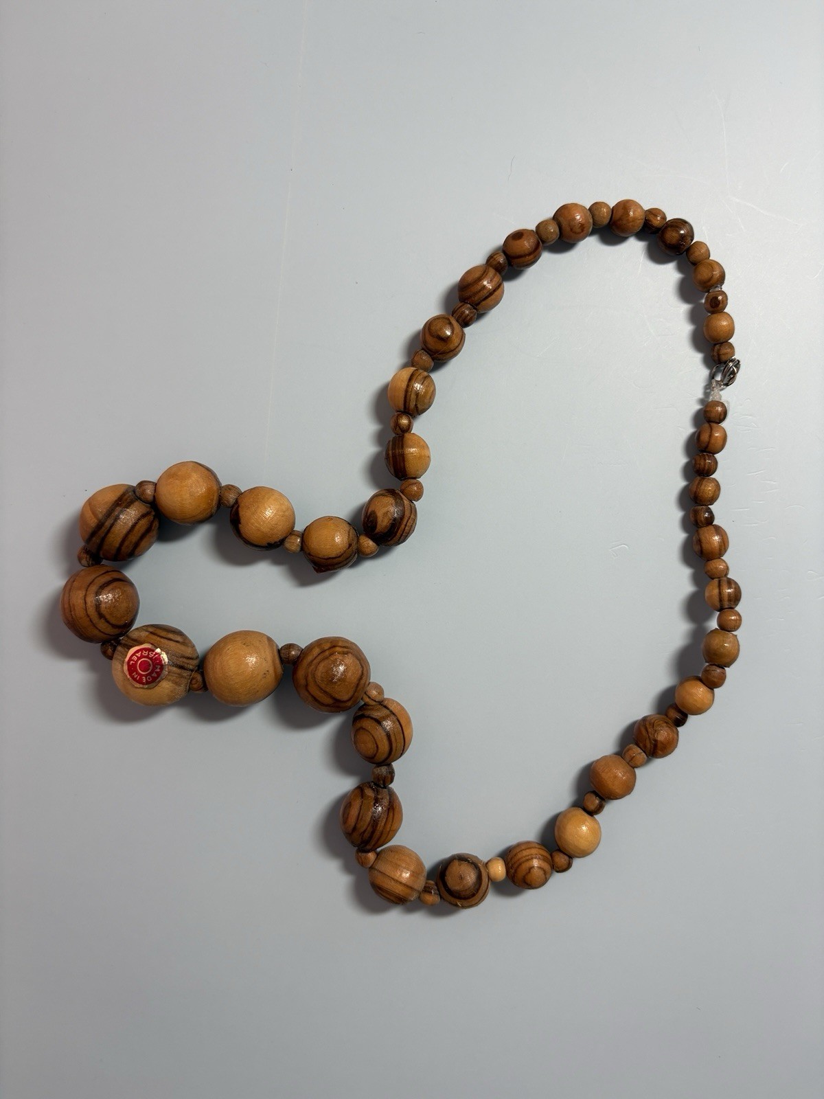 Handcrafted Beaded Wood Necklace Brown Made in Israel Women