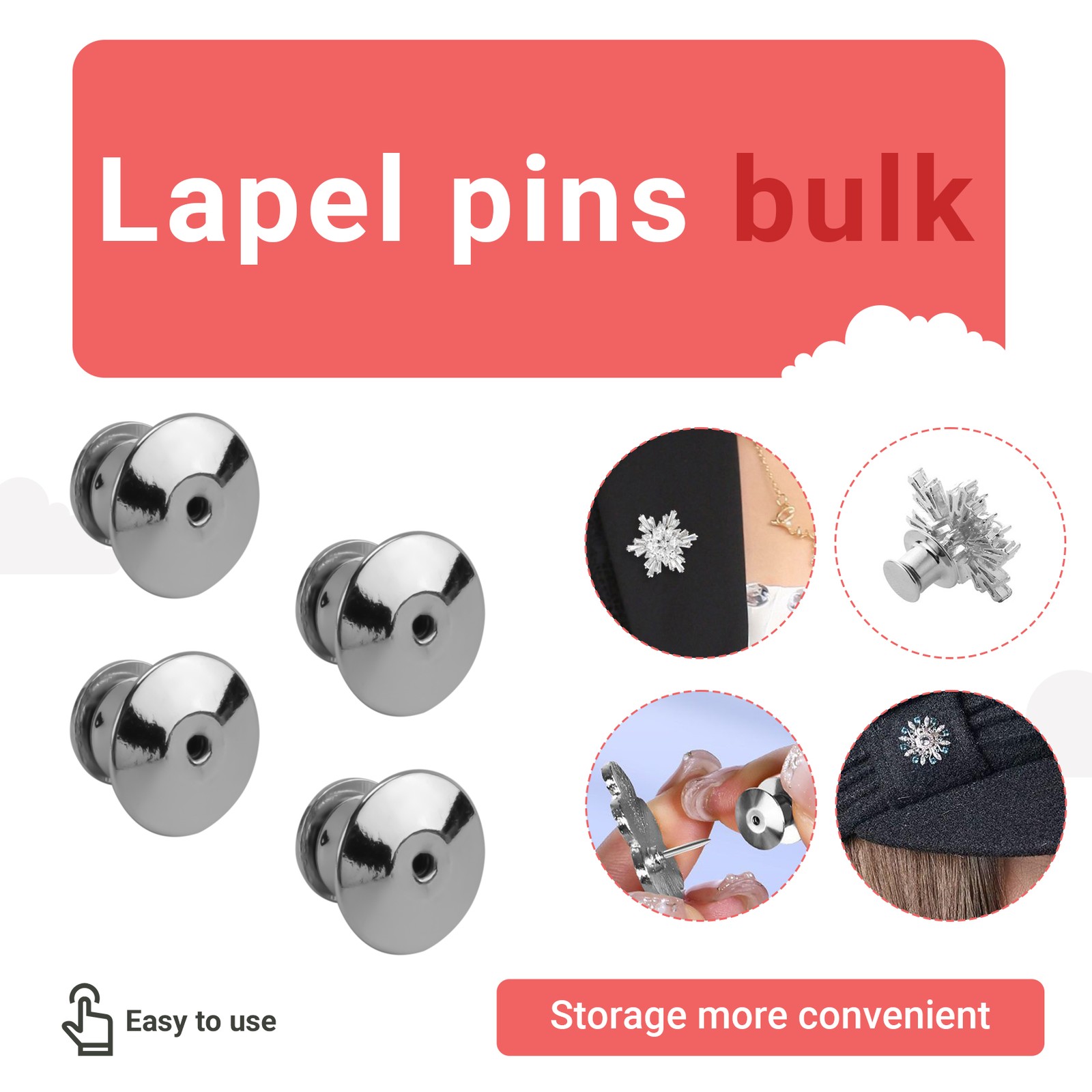 100PCS Locking Pin Back Locking Pin Retainer Buckle, for Locking the Back1465
