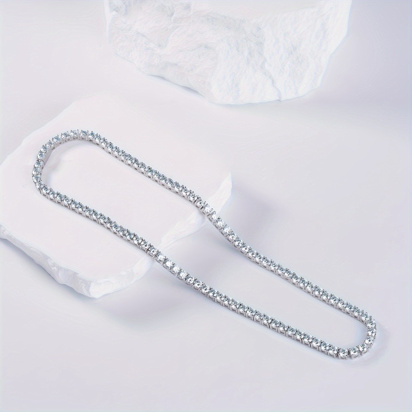 Golden Moissanite Tennis Chain Necklace 45cm 1ct 50cm 0.1ct 0.3ct 0.5ct 55cm