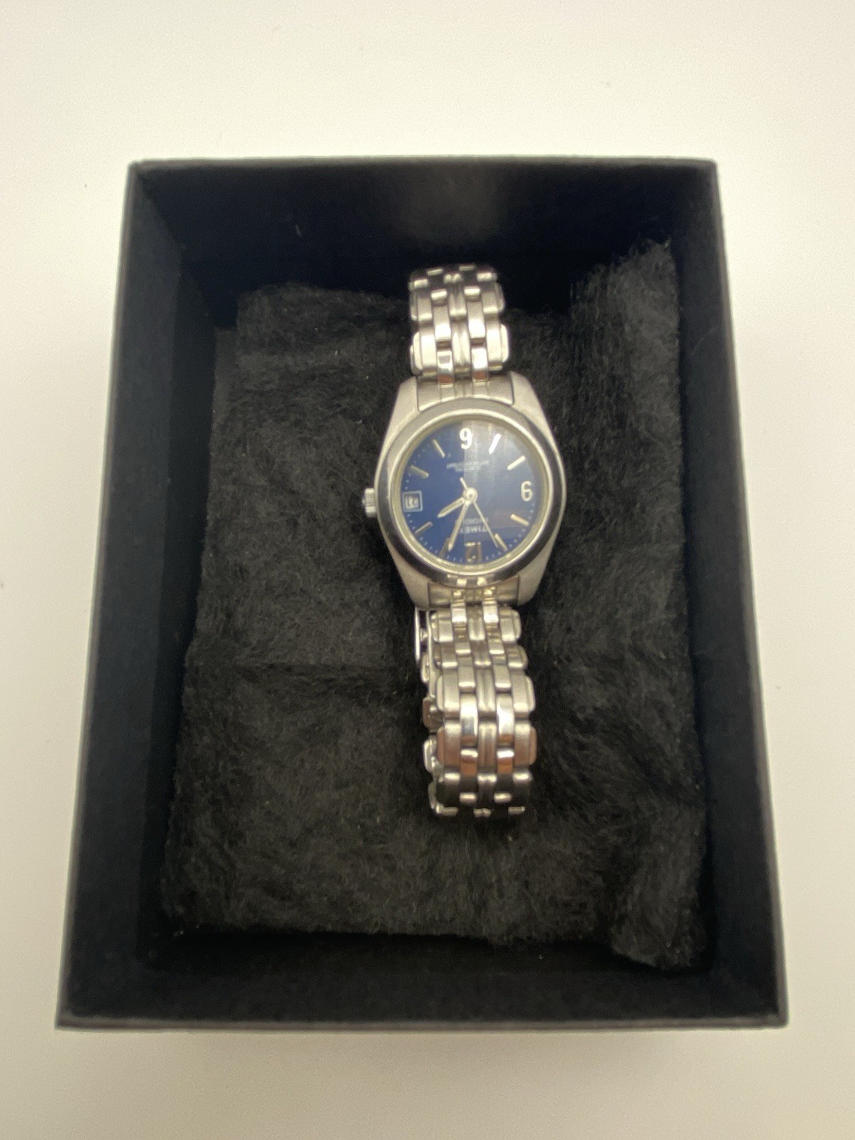Timex Indiglo Watch Women Navy Blue Dial Stainless Steel Bracelet Needs Battery