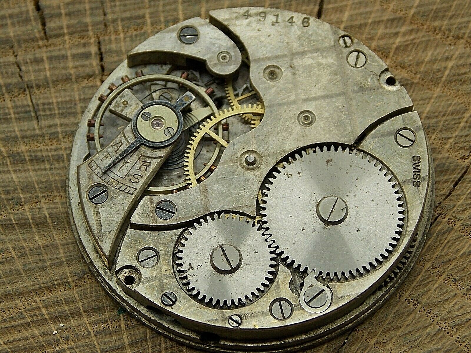 Antique Pocket Watch Movement Swiss Dial Plate Diameter 41.7mm Nickel