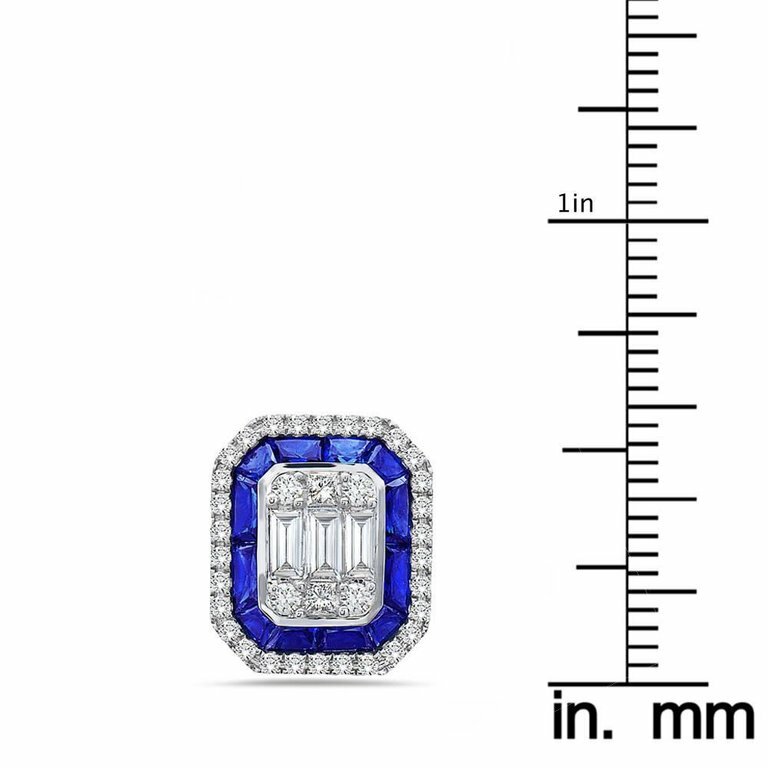 3ct Lab-Created Moissanite Sapphire Halo Stud Earrings 14k White Gold Plated