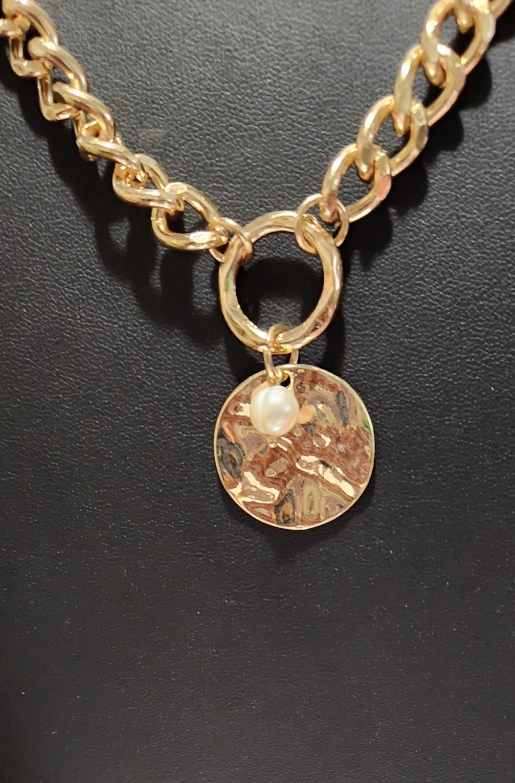 Pearl & Gold Pendant Toggle Clasp Necklace & Bracelet- Gold tone – 7.5 & 20 in