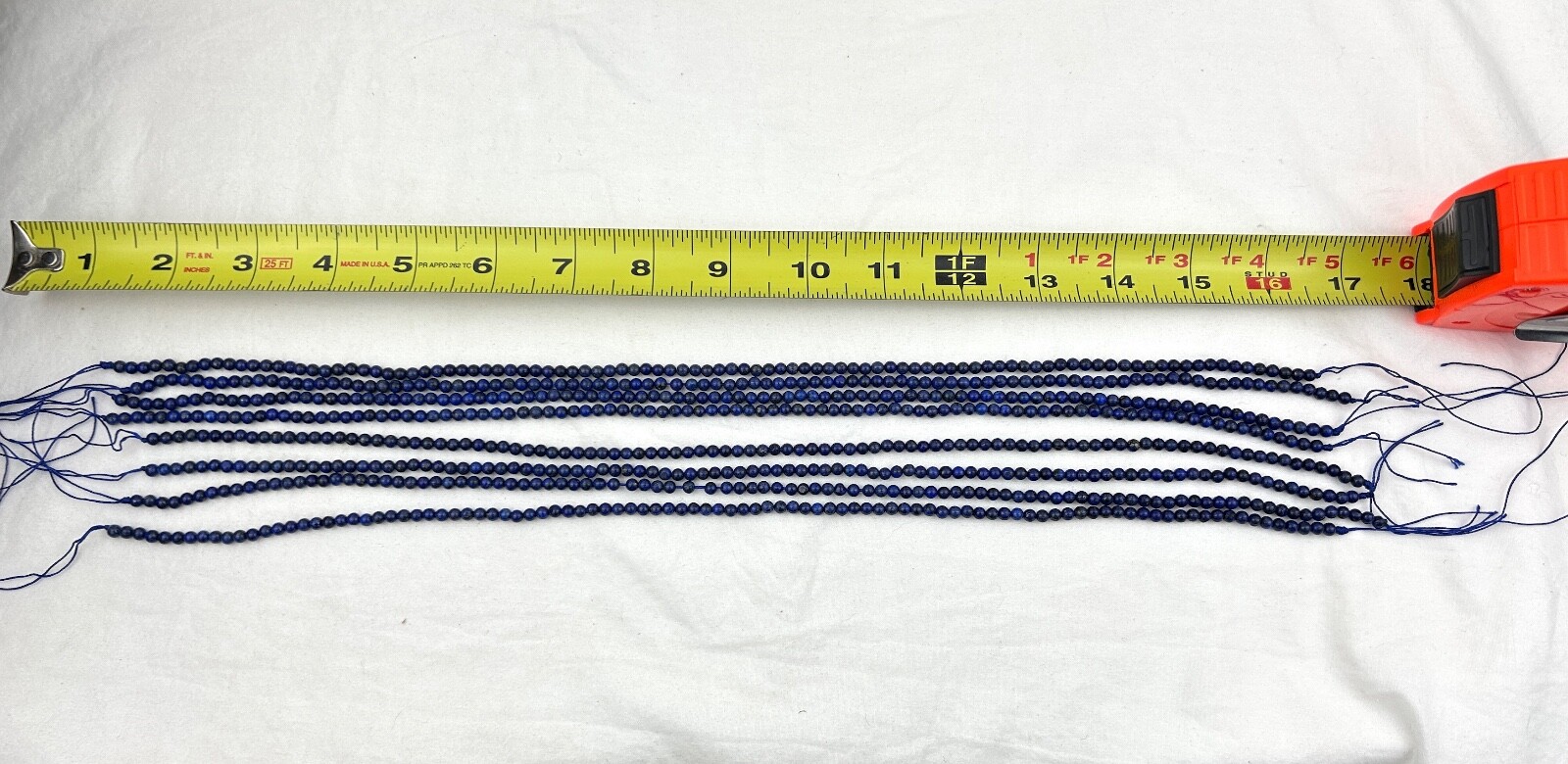 Natural Afghani Lapis Round Bead Necklace – 3mm to 4mm 8 Strands