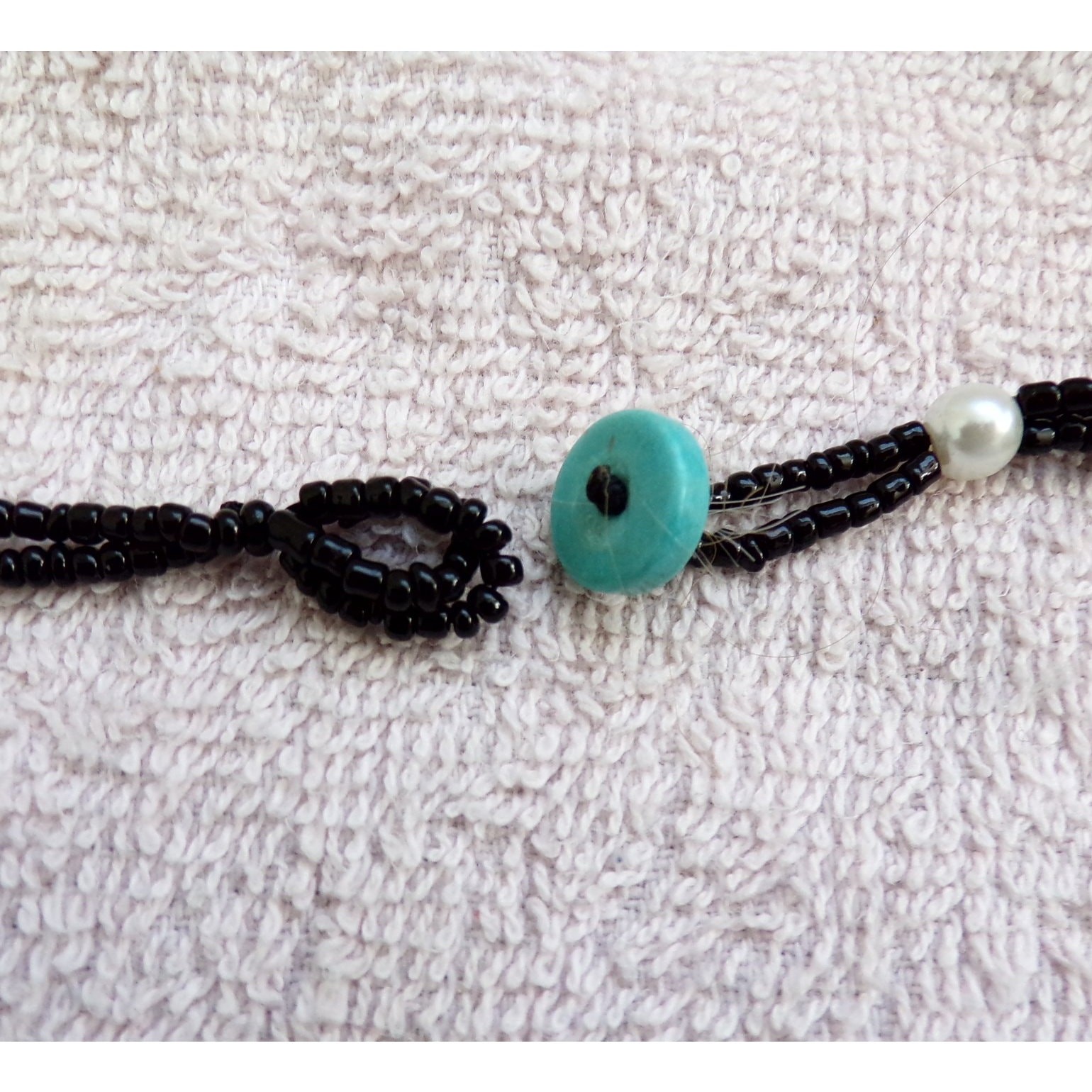 Handmade Beaded Necklace Dyed Howlite Jasper Green Aventurine 16″ Long